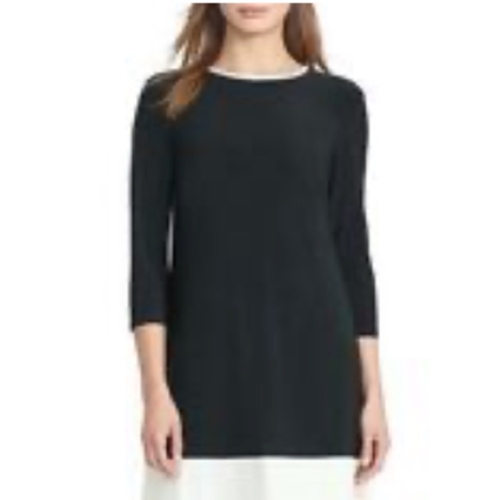 LAUREN RALPH LAUREN Black & White Colorblock Flared Dress - Picture 2 of 8